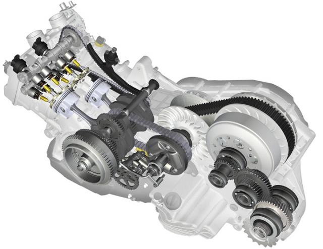 650 Superscoot engine cut-away (LHS)
