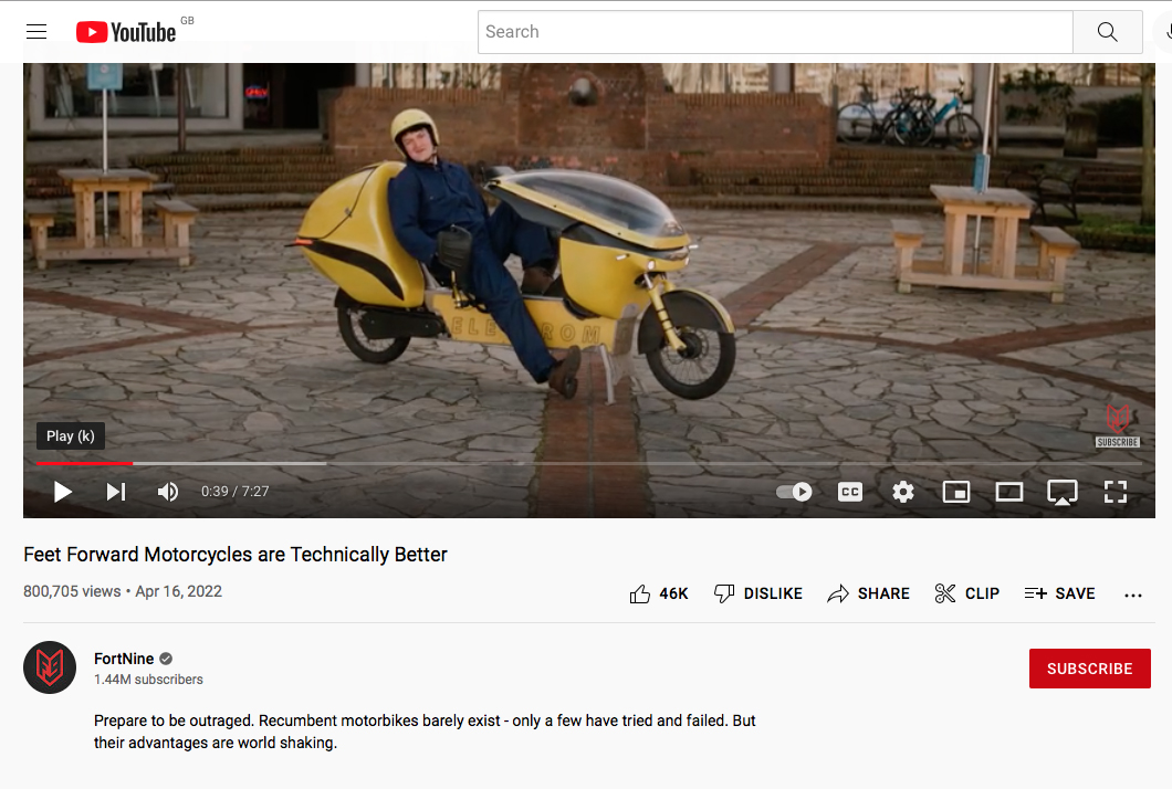 Ryan Kuftlinger presenting his FortNine FF video from the seat of an Electrom (RHS, 2022)
