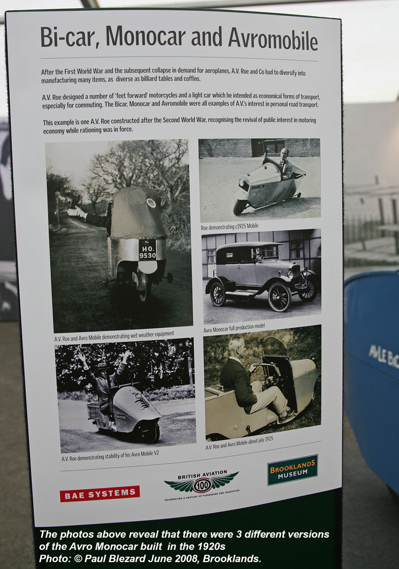 3 Avro Monocars from the 1920s