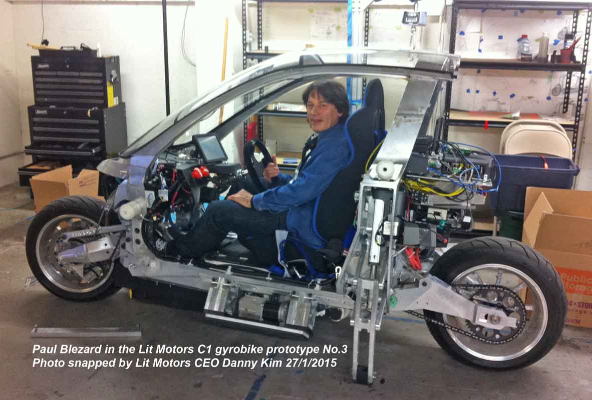 Blez in Lit Motors AEV 3rd Gyrobike Prototype (2015)