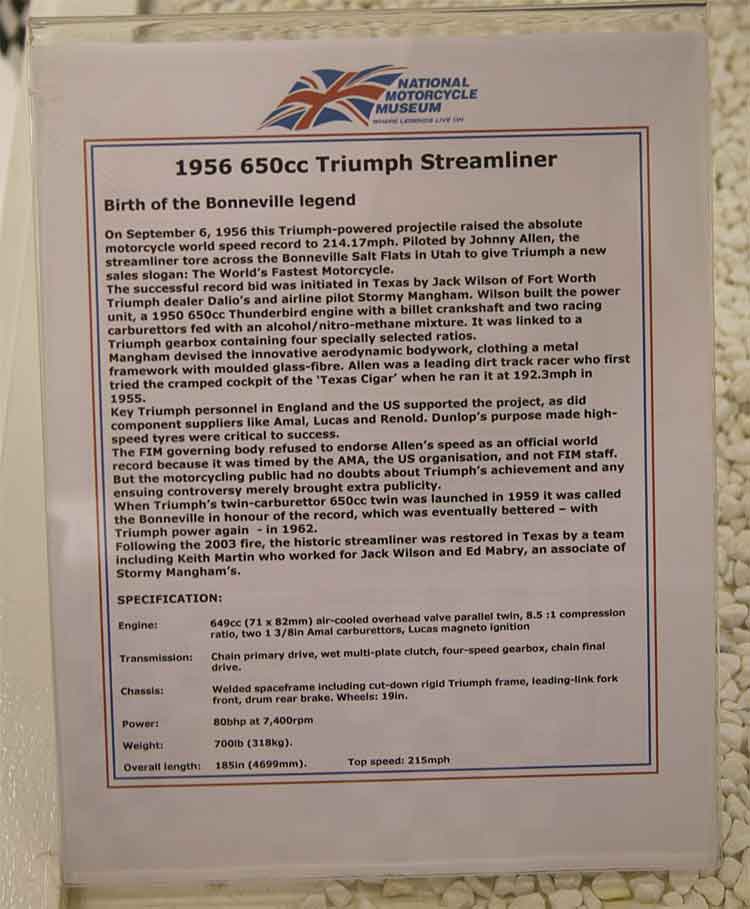 Details of the Bonneville Streamliner