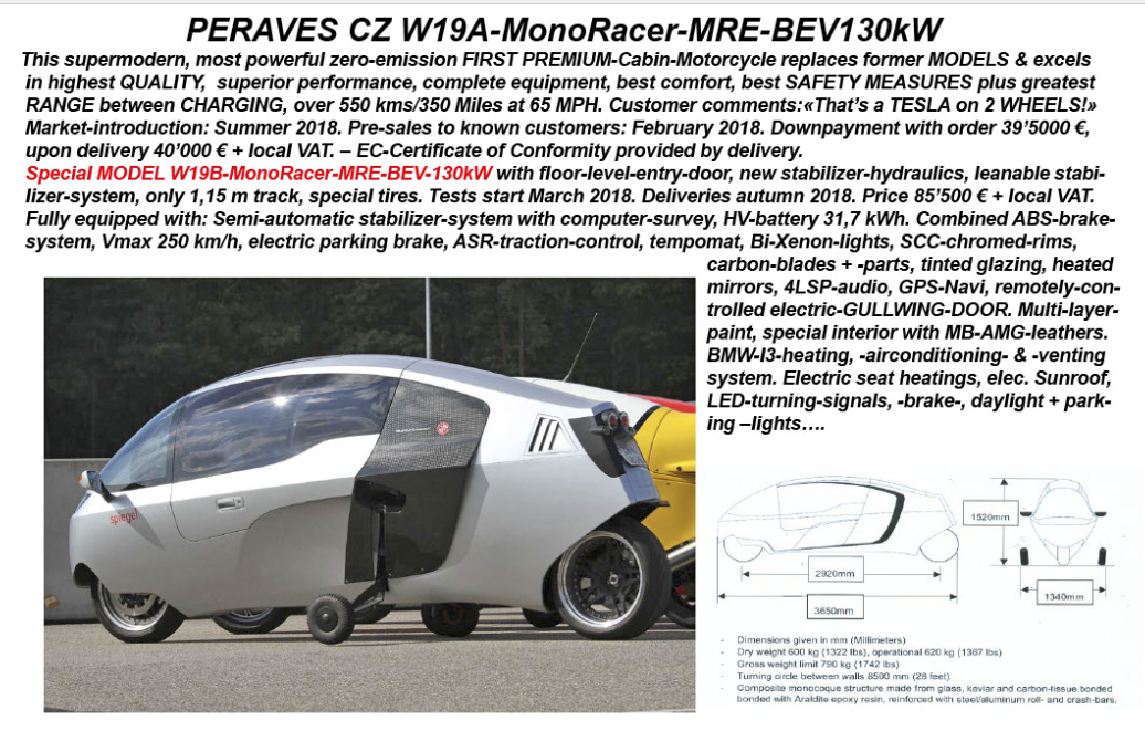 Full Spec of MonoRacerElectric (2018)