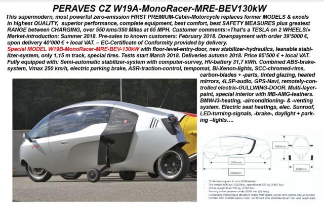 Full Spec of MonoRacerElectric (2018)