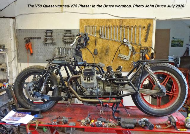 V50-turned-V75 Guzzi Phasar awaiting 2020 Refurb