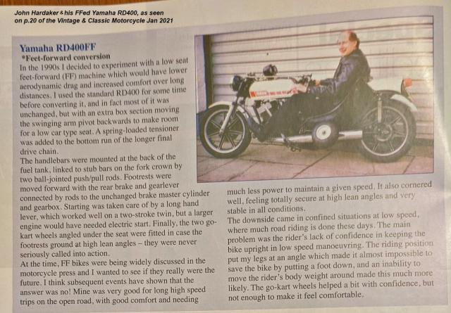 Hardaker Yamaha RD400FF in V&CMC mag