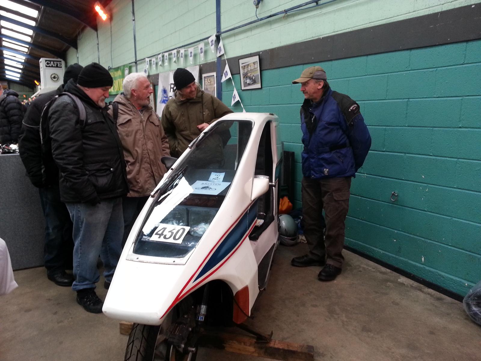 Len Purnell & his Quasar at the Bristol Classic Bike Show in 2015
