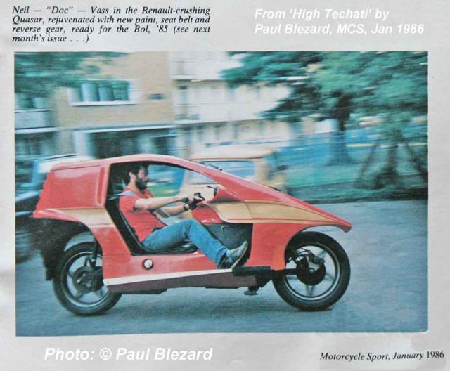 Neil Vass riding the rebuilt FHR 942W in 1985