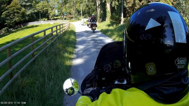 Ladies on bikes follow Ecomobile