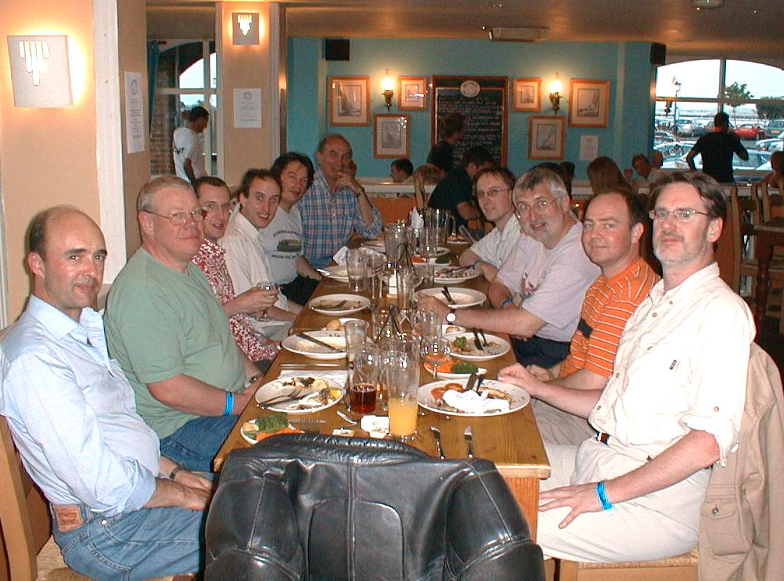 A well earned break in the animated conversation and dining