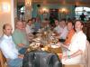 A well earned break in the animated conversation and dining